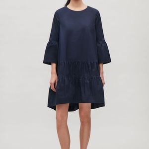 COS A-Line Dress With Gathered Seams / Size 8 / Navy